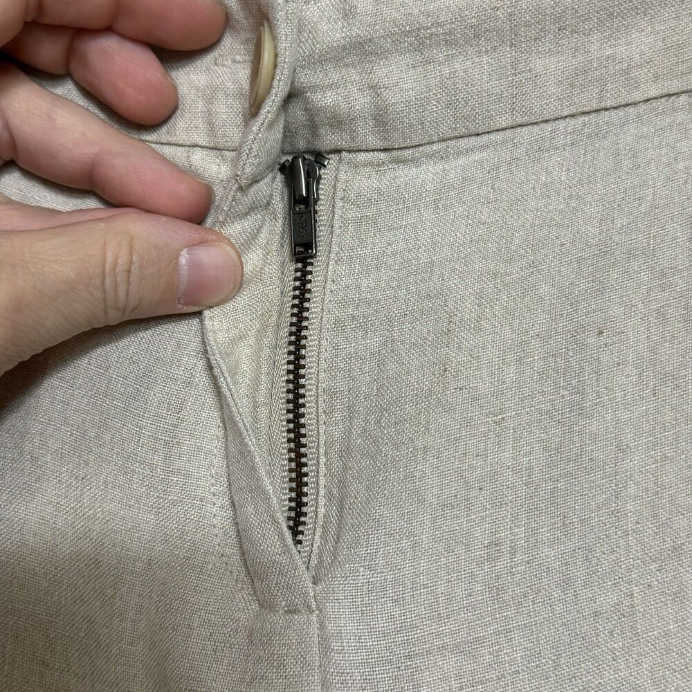 Eileen Fisher 100% Organic Linen Cream Wide Leg Trouser Pants Size L Lagenlook - Picture 7 of 12